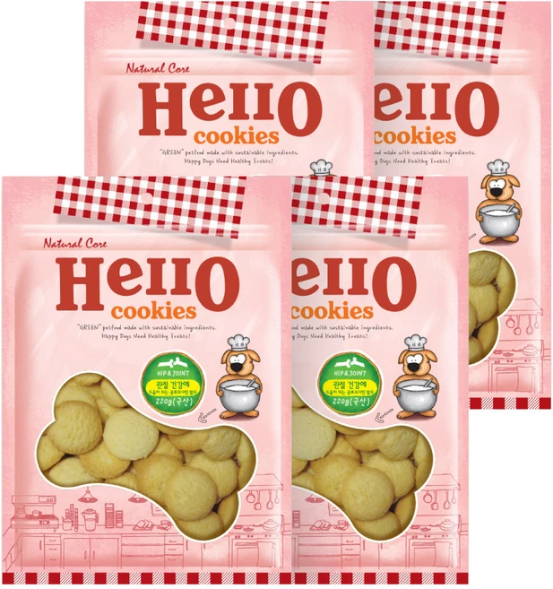 네츄럴코어 헬로쿠키 강아지 간식, 관절기능성, 220g, 4개 - 쿠팡