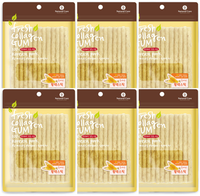 네츄럴코어 콜라겐스틱껌 강아지 간식, 황태맛, 100g, 6개