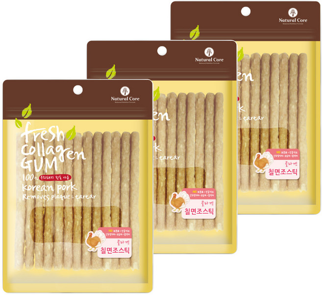 네츄럴코어 콜라겐스틱껌 강아지 간식, 칠면조맛, 100g, 3개