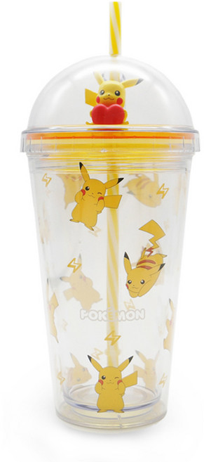 레토 포켓몬스터 피카츄 피규어 아이스 텀블러, 하트, 475ml, 1개
