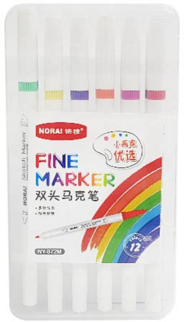 NORA 파인 스케치 캘리 트윈 마카세트, 12색, 1세트