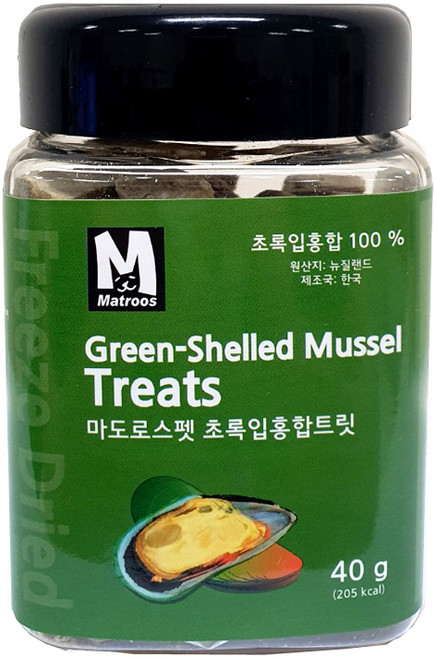 마도로스펫 반려동물 동결건조간식, 초록입홍합, 40g, 1개