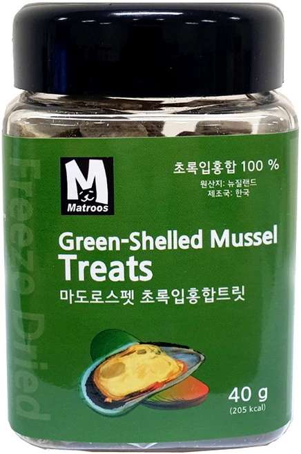 마도로스펫 반려동물 동결건조간식, 초록입홍합, 40g, 1개 - 쿠팡