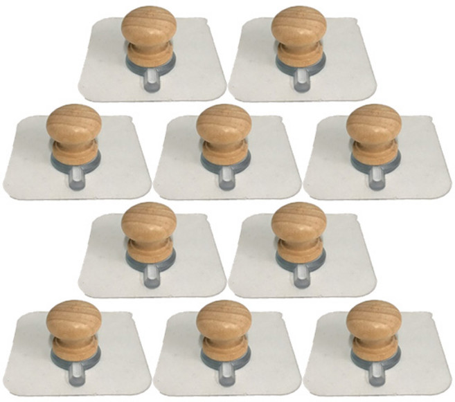 접착식 매직 우드 후크 옷걸이 숏타입, 오크, 10개