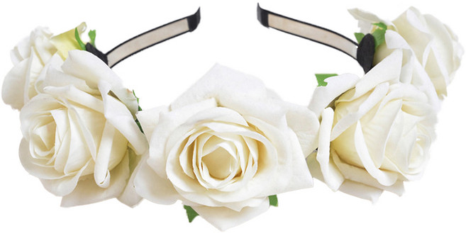 파티팡 DO브라이덜샤워 장미 화관 머리띠, 화이트, 1개