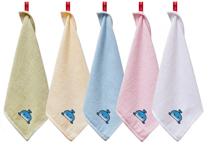 소프트터치 뱀부얀 고래자수 고리타올 34 x 34 cm, 고래혼합, 5개