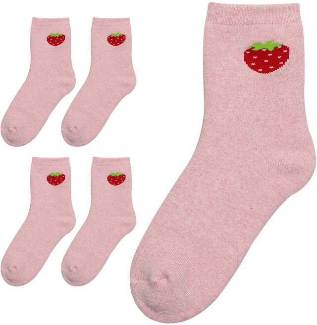 이지레그 여성용 딸기기모 방한 양말 5켤레