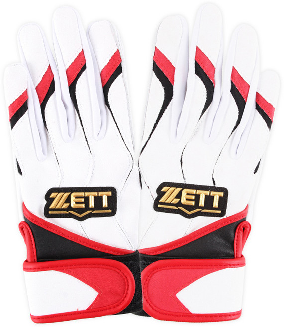 ZETT 雙手用打擊棒球手套 BGK-595, 紅白色, 1雙