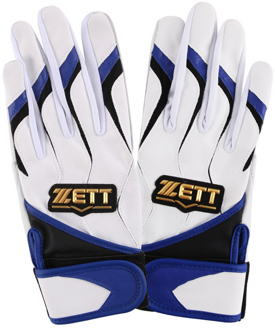 제트 배팅장갑 양손착용 BGK-595, 화이트 + 블루, 1세트