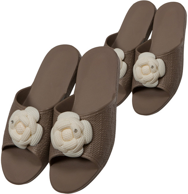 자연일상 아르누보 트임 욕실화 브라운, 2개