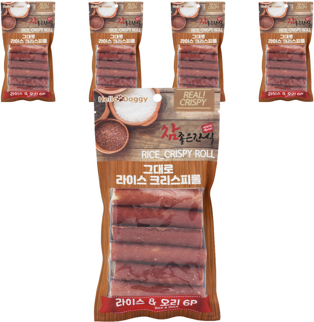 참좋은간식 그대로 라이스 반려동물 크리스피롤 애견용 건조간식/육포, 혼합맛(라이스/오리), 60g, 5개