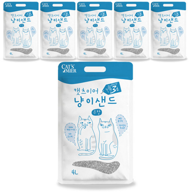 캣츠미어 냥이샌드 벤토나이트모래, 4L, 6개, 무향