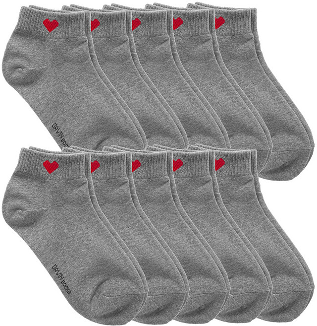 플러스코튼 여성용 하트 단목 양말 10p
