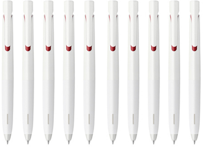 제브라 블렌 0.5mm 화이트바디, 레드잉크, 10개