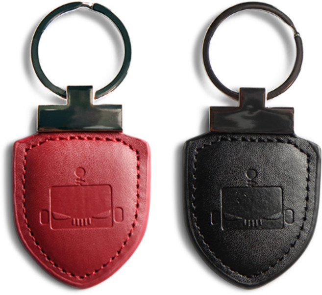카템 방패모양 가죽 키링, 2개, 레드 + 블랙