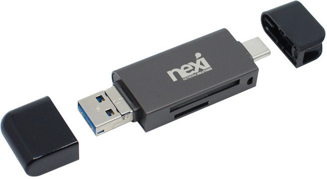넥시 3D 카드리더기 USB 3.0 C타입, NX887 NX-3IN1CRD, 다크그레이, 1개