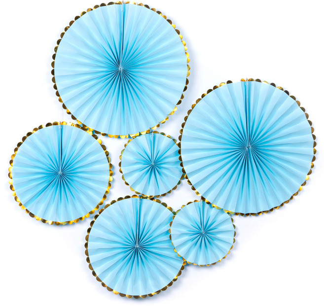 파티팡 페이퍼팬 데코 6종세트, 골드블루