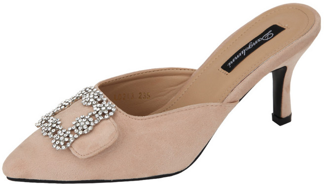 단골언니 여성용 스퀘어 보석장식 뮬 고저스