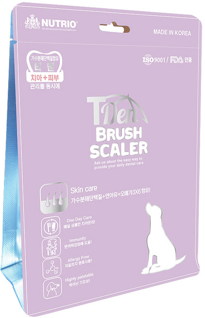 뉴트리오 티덴브러쉬 스케일러 강아지덴탈껌 15p, 피부케어맛, 120g, 1개