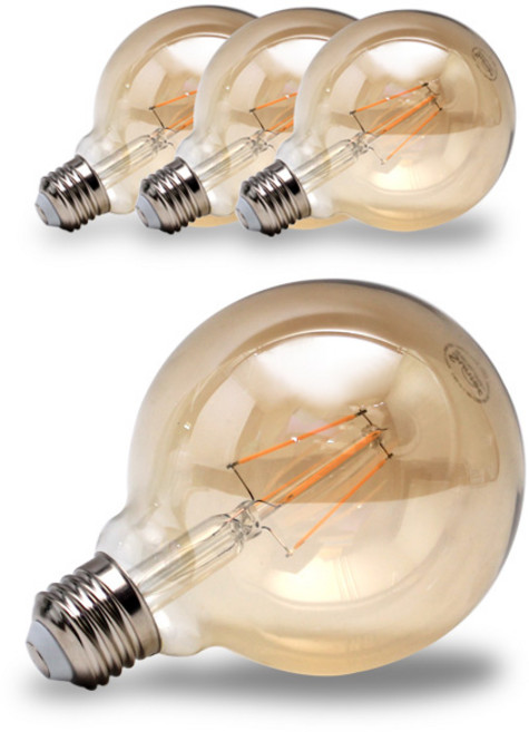 LED 에디슨전구 G95 3W, 전구색, 4개