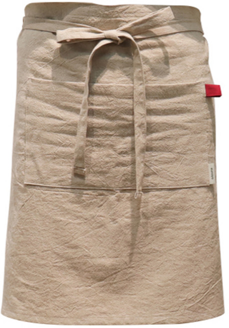 유노야 베이직 레드링 린넨 하프 앞치마, 내추럴, 1개