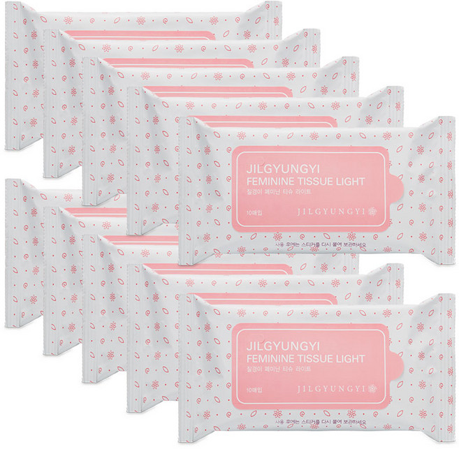 질경이 페미닌 라이트 티슈형 여성청결제, 10매, 10개