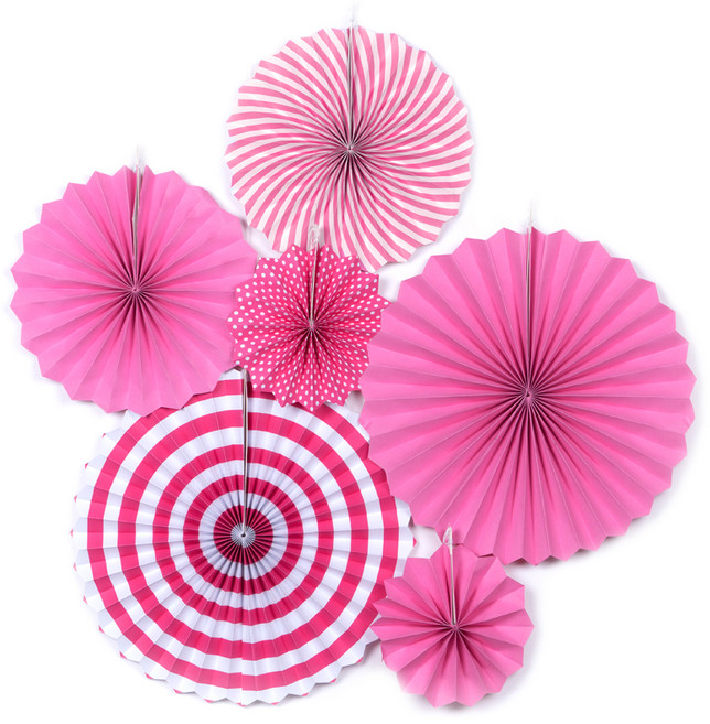 파티팡 페이퍼팬 데코 6종세트, 핑크