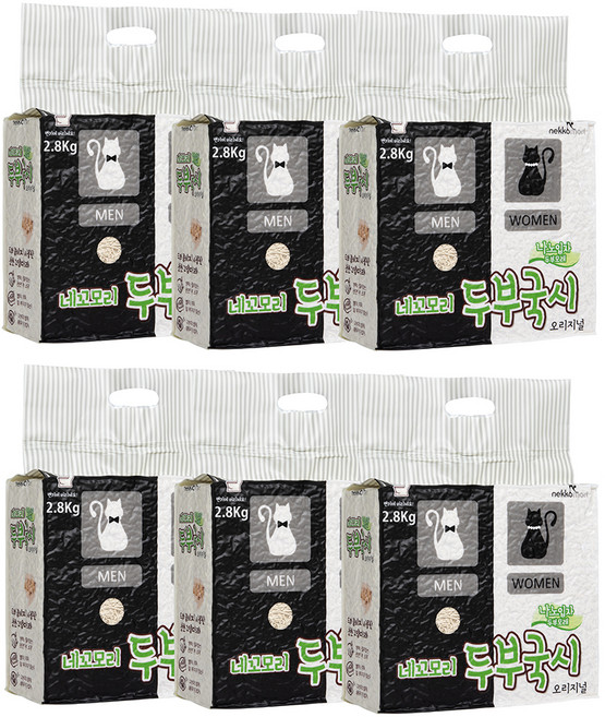 네꼬모리 두부국시 나노입자 고양이 모래, 2.8kg, 6개, 오리지널