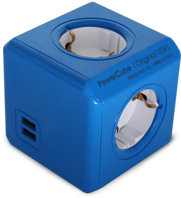 파워큐브 오리지널 컬러 USB 멀티탭 2.0 4구 1250, 75mm, 블루, 1개