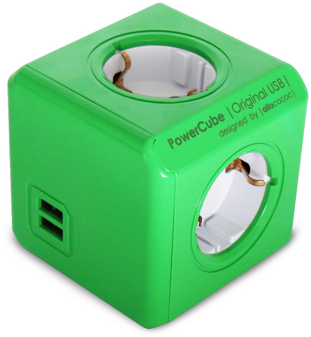 파워큐브 오리지널 USB 멀티탭 4구, 7.5cm, 그린, 1개