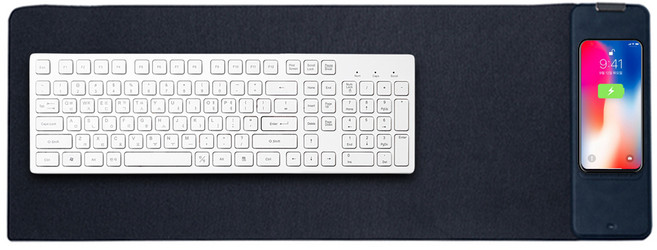 플라이토 고속 무선충전 마우스 장패드 L JS-H16M, 네이비, 1개