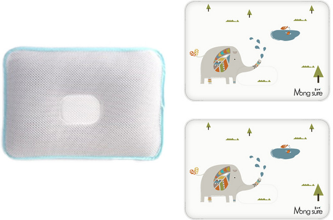 몽슈레 마이크로화이바 태열베개 + 베개커버 2p, 숲속코끼리, 1세트