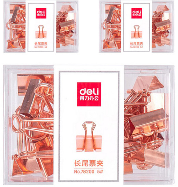 델리 메탈 더블클립 78200 로즈골드, 5호(18 x 36 mm), 20개, 3개