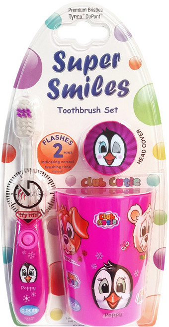 비브라이트 퍼플펭귄 LED칫솔 + 양치컵 + 홀더 세트, 1세트