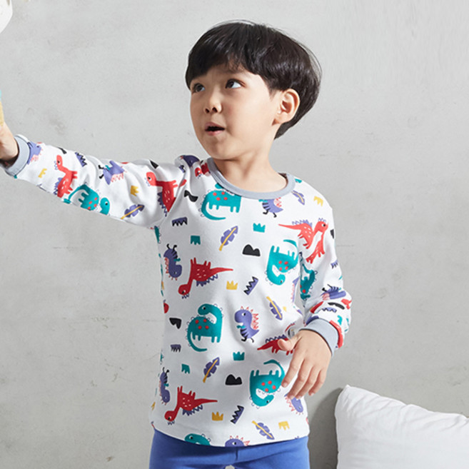 올로미미 아동용 고고 다이노 20수 후라이스 실내복 세트