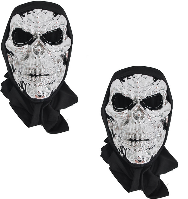 파티쇼 유광해골 후드가면 2p, 실버
