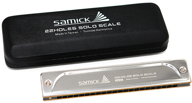 samick 三益樂器 顫音22孔口琴 STH-22L, 1個, 銀色 + 黑色
