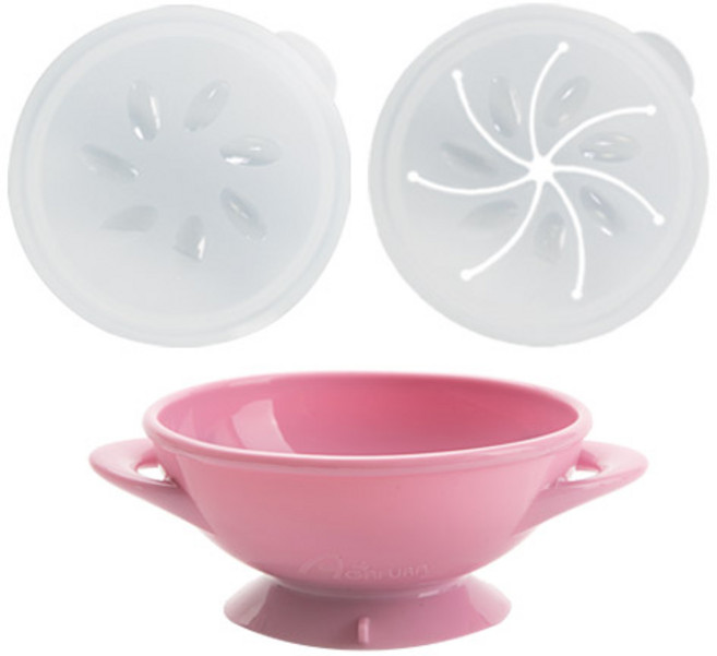 아가프라 흡착 멀티 식기세트, 핑크, 1세트, 흡착식기+이유식뚜껑+스낵컵뚜껑
