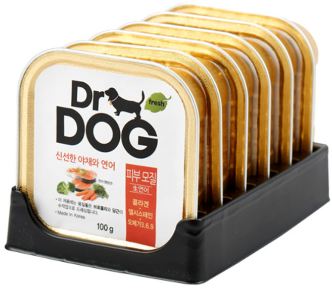 닥터독 강아지 피부모질 간식 캔, 연어, 100g, 6개