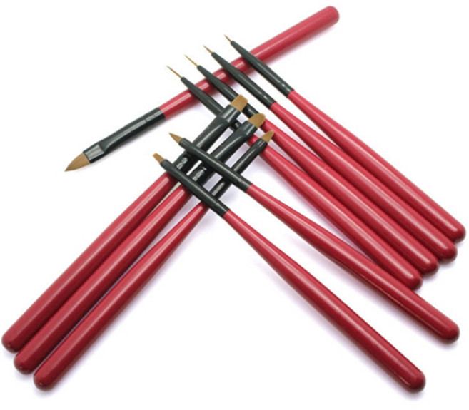 버건디 종합 젤네일 브러쉬 10종 세트, 혼합 색상, 1세트