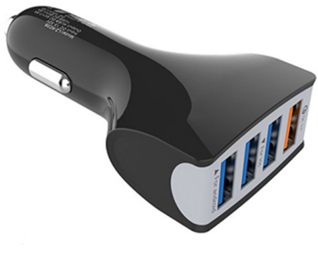 퀄컴 차량용 4포트 USB 고속충전기, NX-379, 블랙