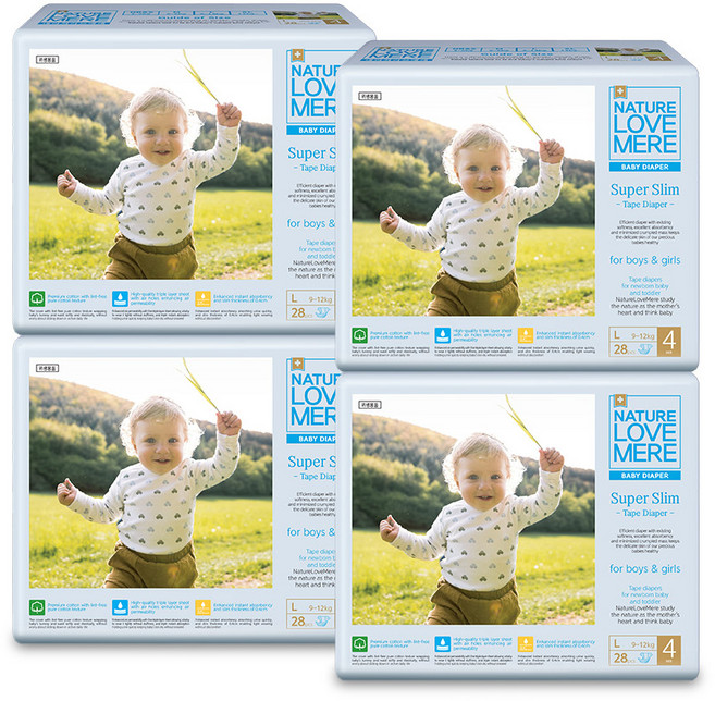 네이쳐러브메레 슈퍼슬림 밴드형 기저귀 남여공용 대형(9~12kg), 대형(L), 112매