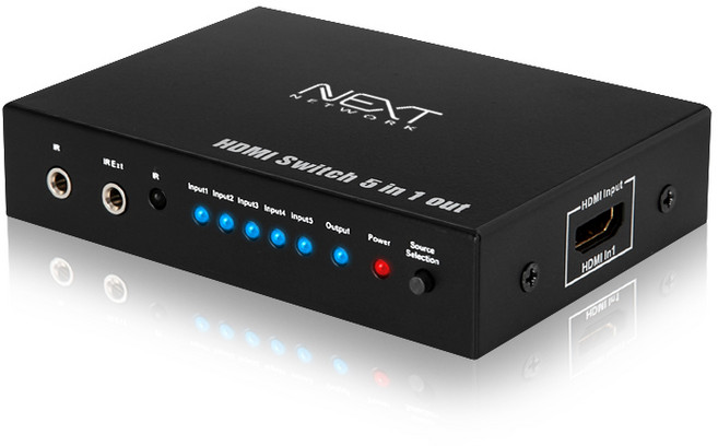 넥스트유 5대1 HDMI 스위치 선택기 NEXT-405SW4K60, 혼합 색상, 1개