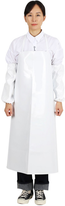 팀쿡 양면 방수 7부 앞치마 90 x 100 cm, 화이트, 1개