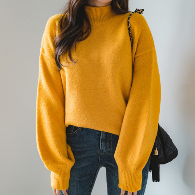 엔비룩 여성용 퍼프펀칭 반목니트