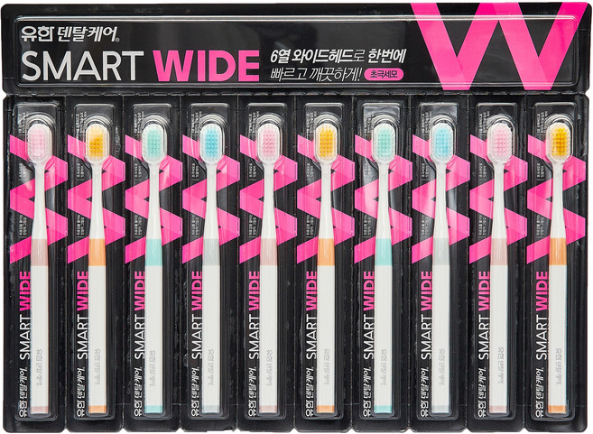 유한덴탈케어 스마트와이드 칫솔 초극세모, 10개입, 1개
