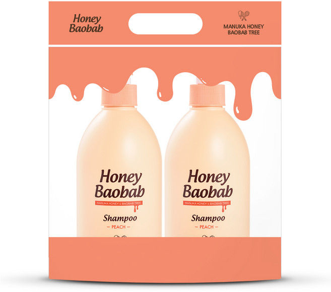 허니바오밥 샴푸 피치향, 500ml, 2개