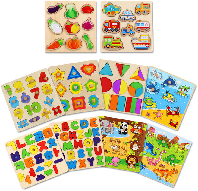 토도리브로 지능개발원목 퍼즐 10종세트, 혼합 색상, 0/0