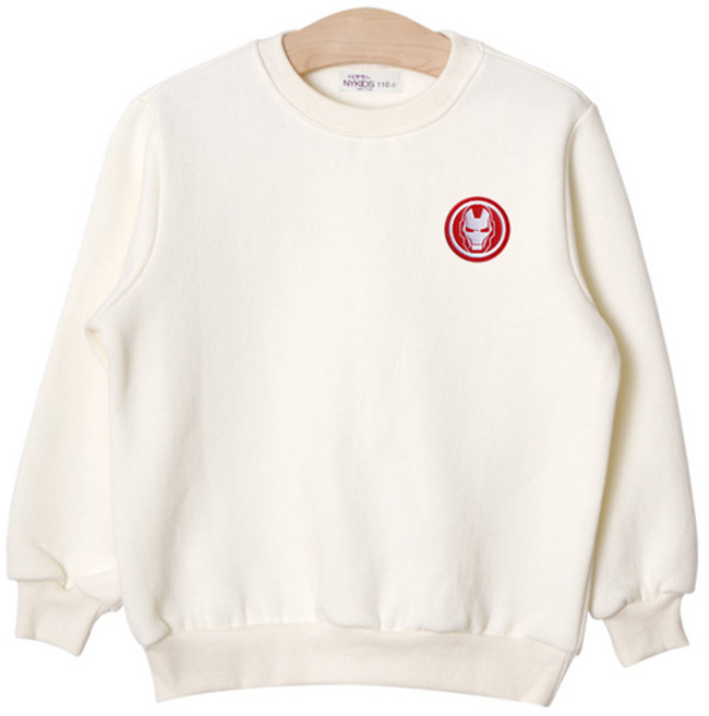 뉴욕꼬맹이 아동용 아이언맨 자수 와펜 기모맨투맨 L002