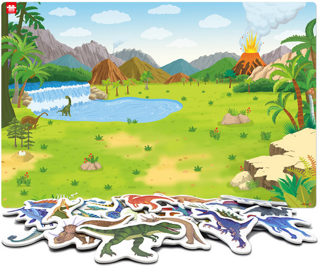 아리아띠 붙이고 익히고 공룡시대 자석보드, 혼합색상, 1세트